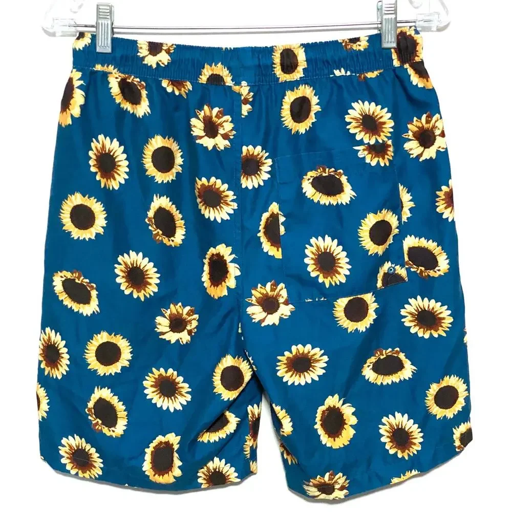 Empyre Grom Sunflowers Swim Board Shorts Mens S Zip Pocket Vacation Summer
